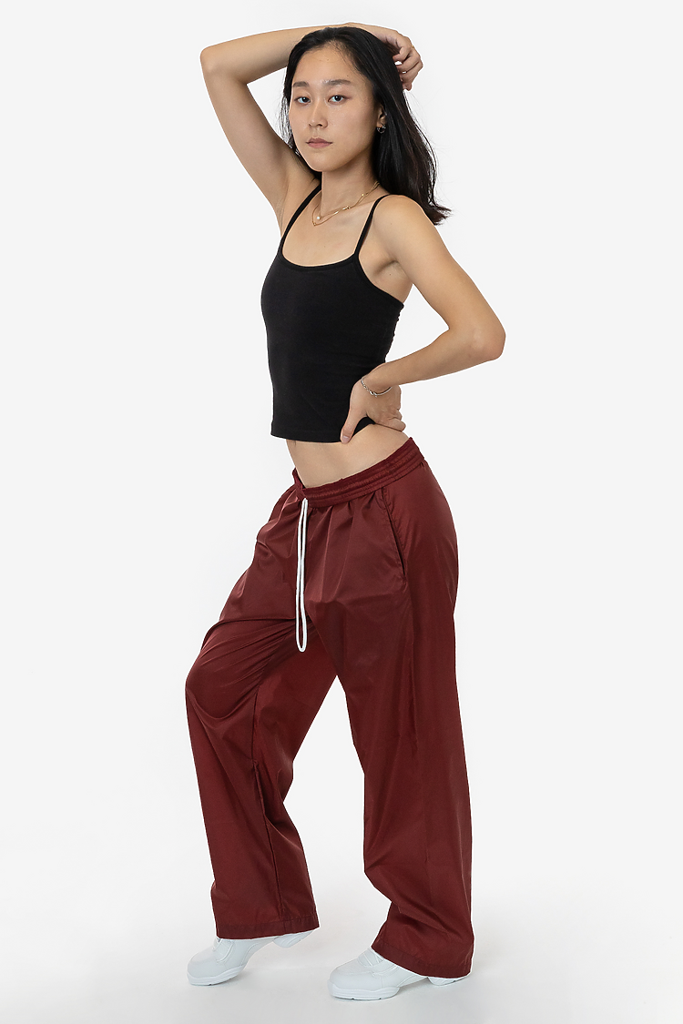 Wide Leg Nylon Taffeta Pant Mahogany