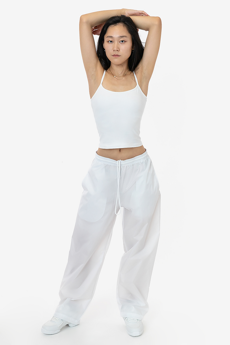 Wide Leg Nylon Taffeta Pant White