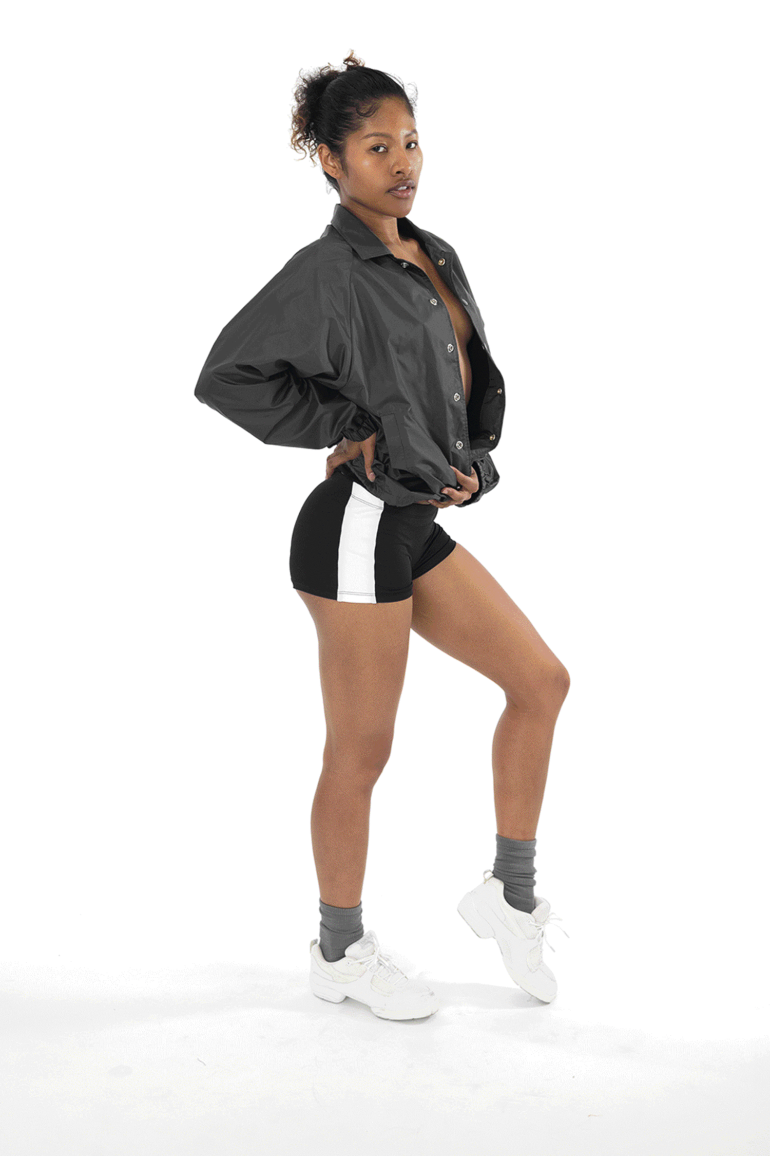 Nylon Tricot 2-Tone Mini Short Black/White