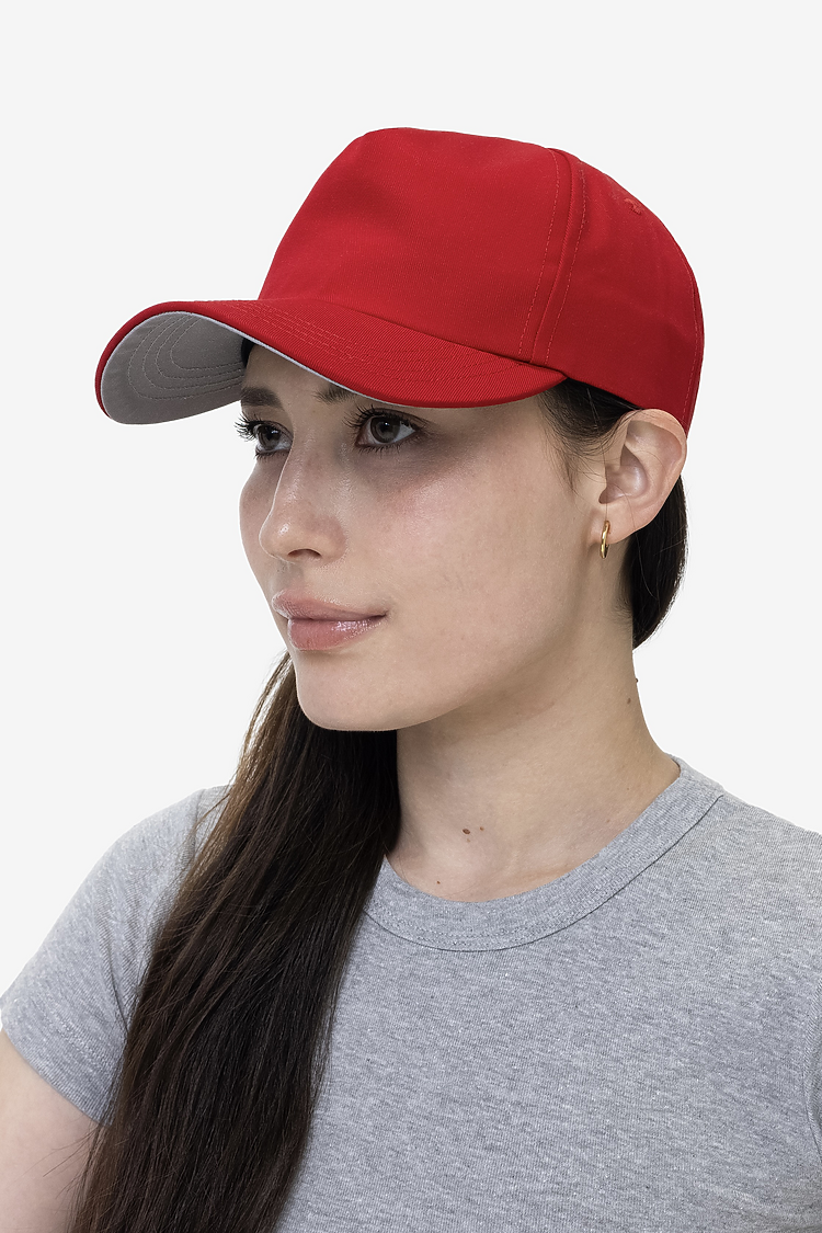 Poly Cttn Twill 5 panel Hat RED