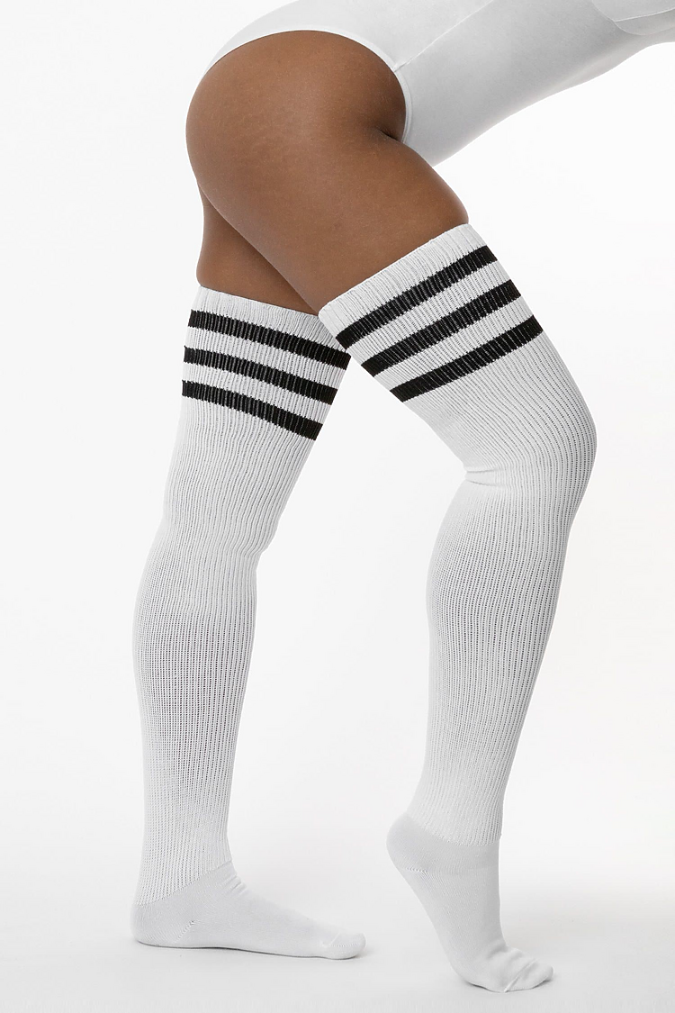 Thigh High Sock WHITE/BLACK