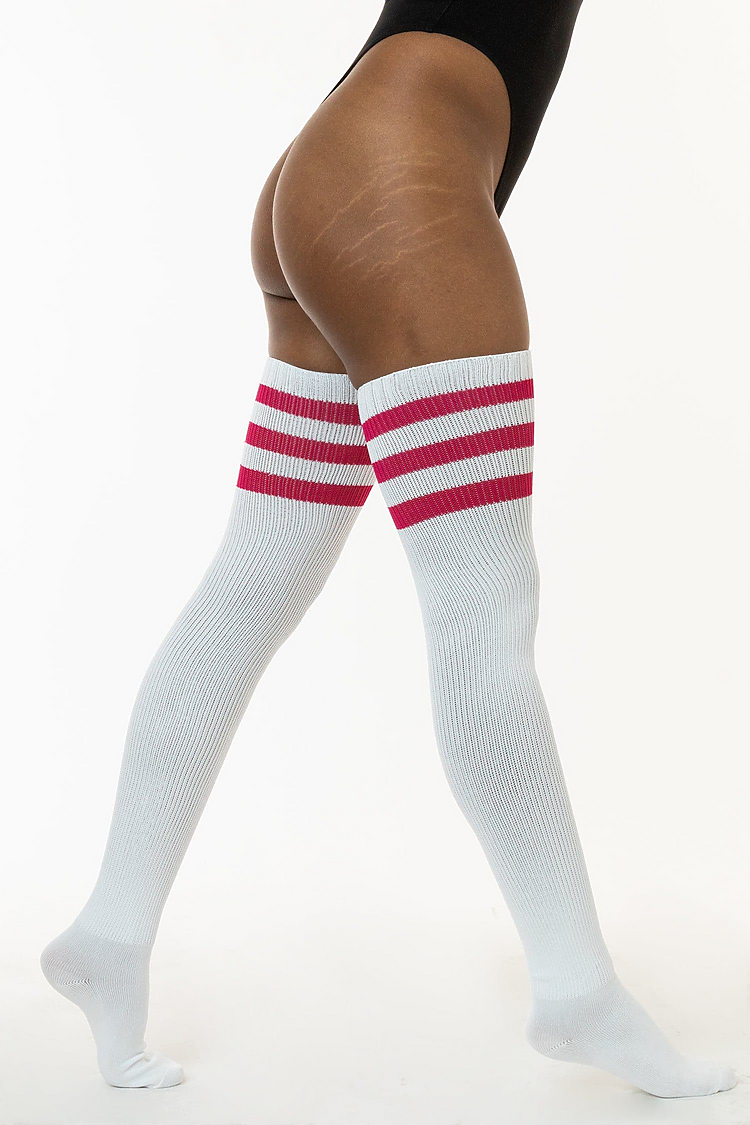 Thigh High Sock WHITE/FUCHSIA