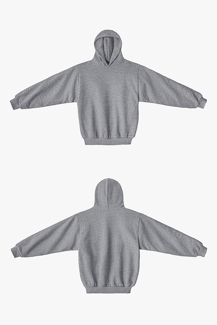 12OZ TRIBLEND FLEECE HOODIE HEATHER GREY