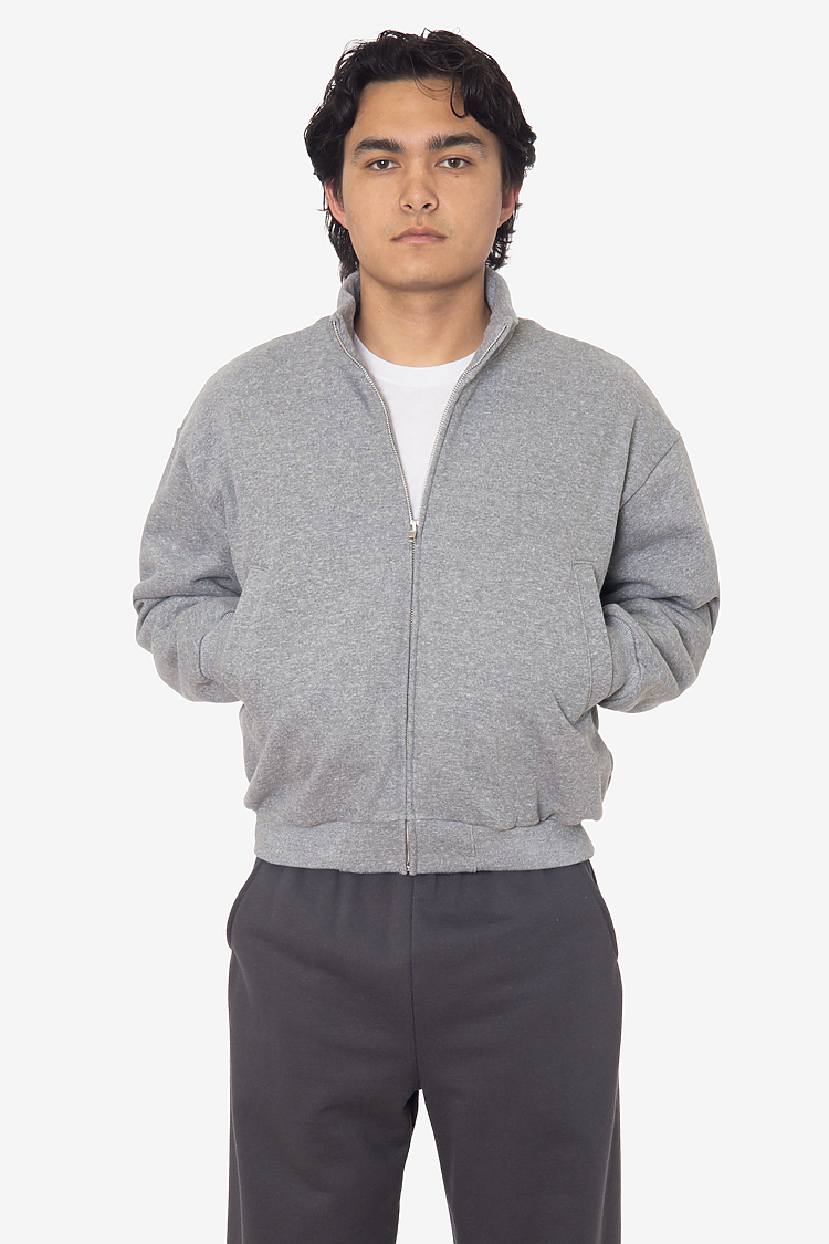 Track Fleece Zip Up Jacket Heather Grey