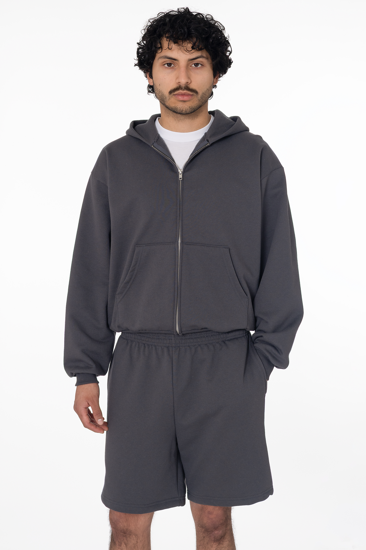 Mid-Weight Crop Zip Hoodie | Los Angeles Apparel