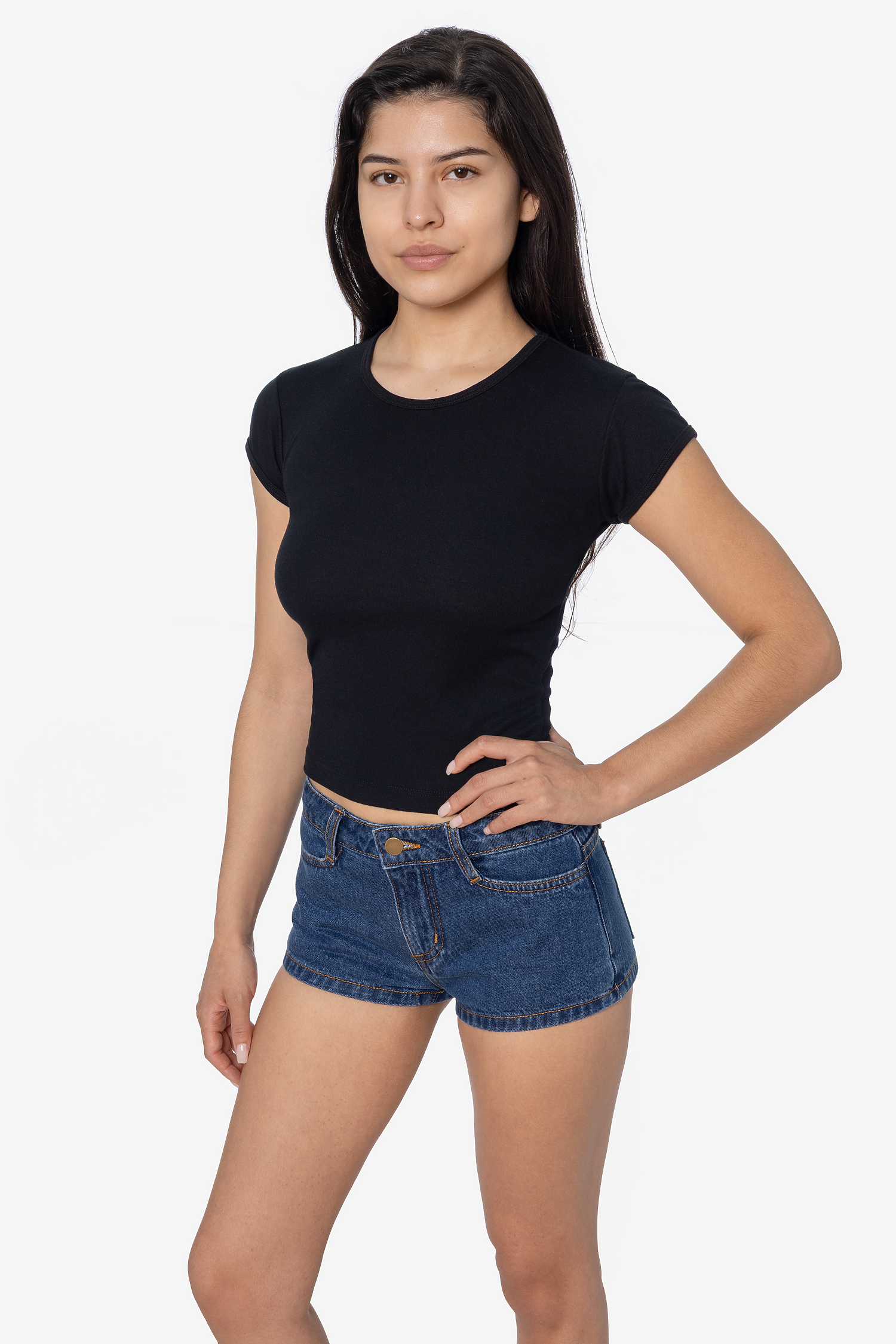 Poly Cotton Rib Cap Sleeve Tee
