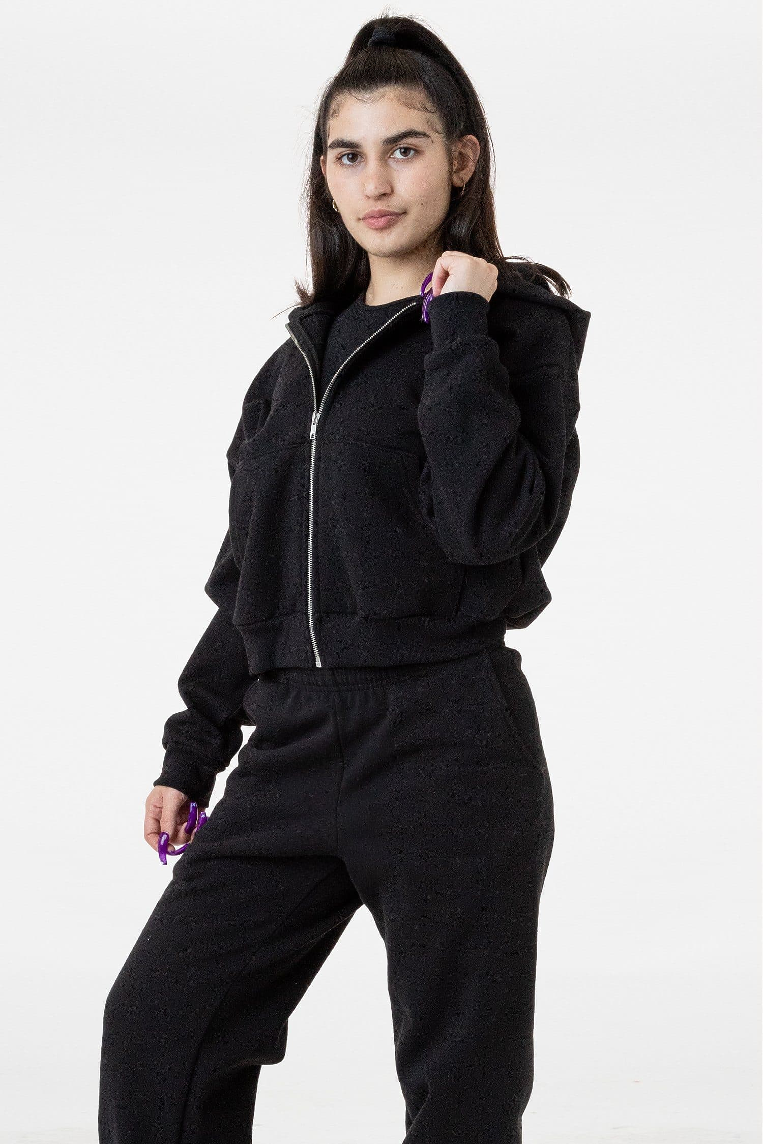 Heavy Fleece Cropped Zip Up
