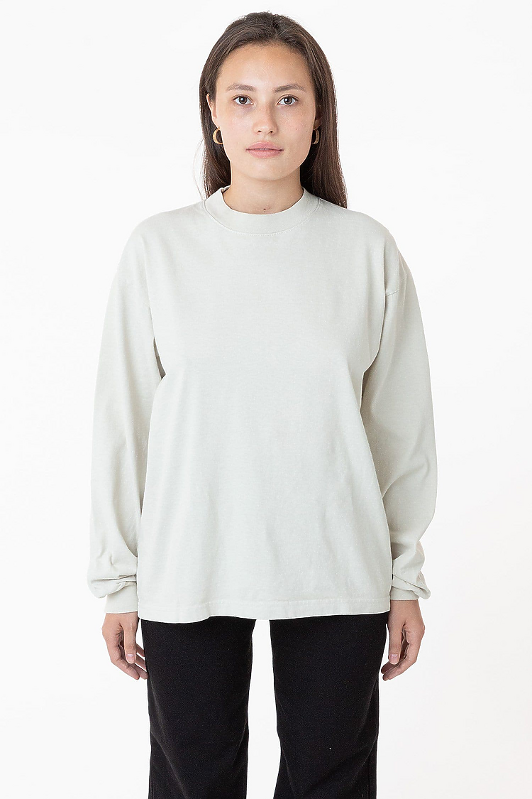 L/S Grmnt Dye Mockneck 7.5oz CEMENT