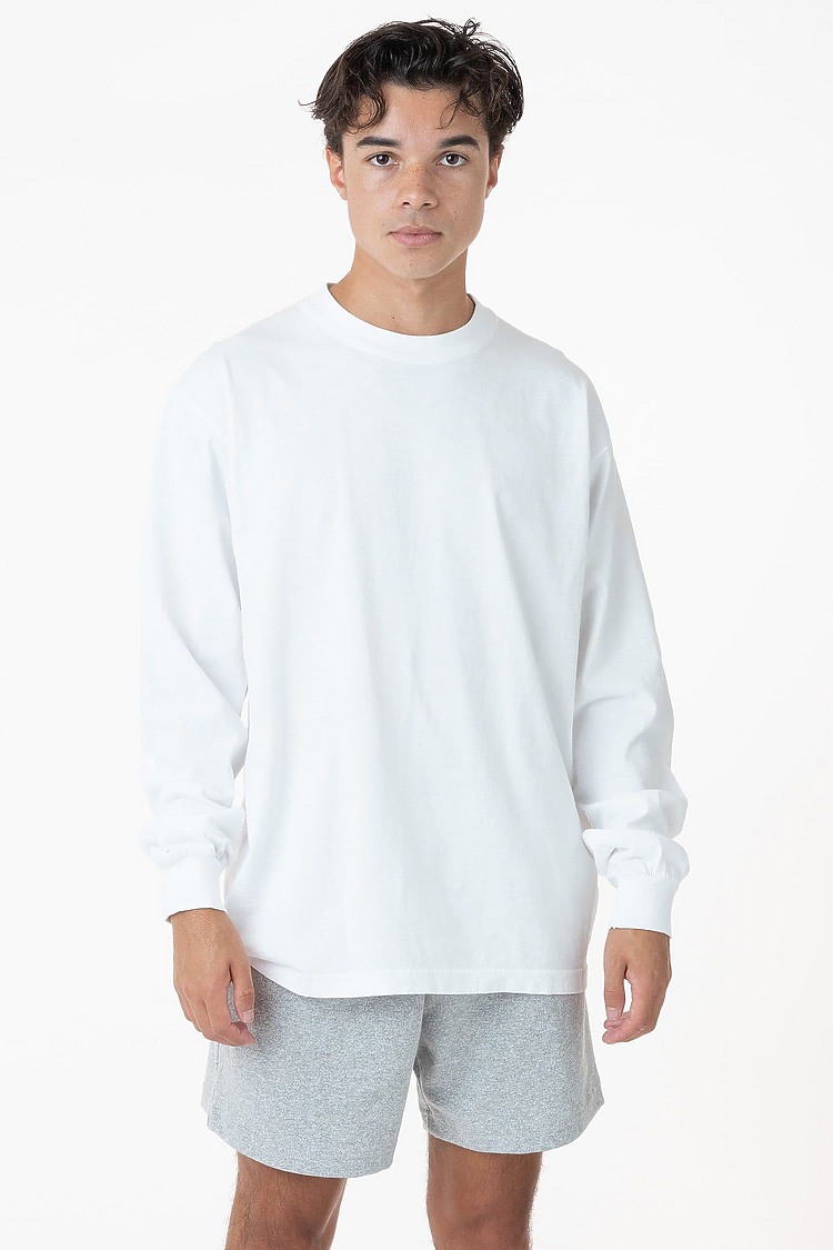 L/S Grmnt Dye Mockneck 7.5oz White