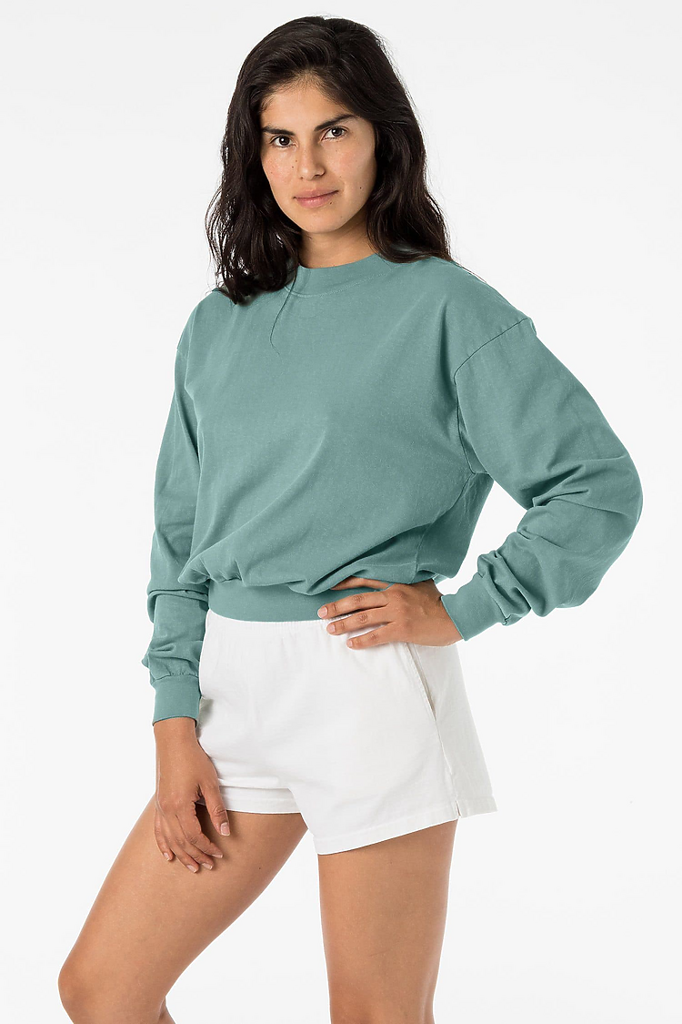 L/S Crop Mock Neck ATLANTIC GREEN