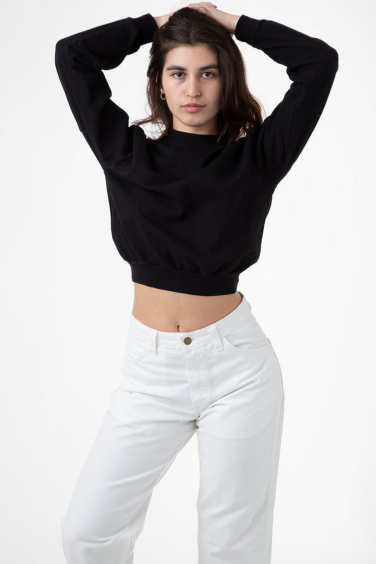 L/S Crop Mock Neck Black