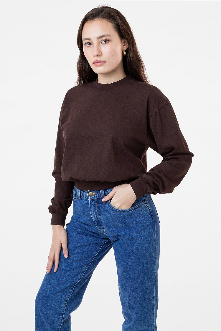 L/S Crop Mock Neck CHOCOLATE