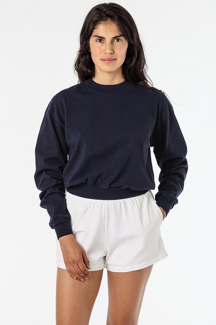 L/S Crop Mock Neck NAVY