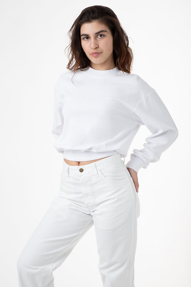 L/S Crop Mock Neck White