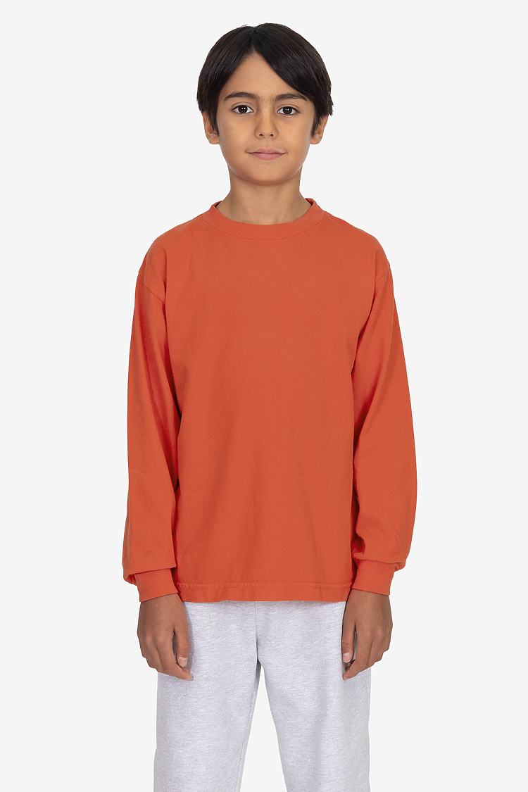 Kids 6.5 oz L/S Grmnt Dye Tee BRIGHT ORANGE