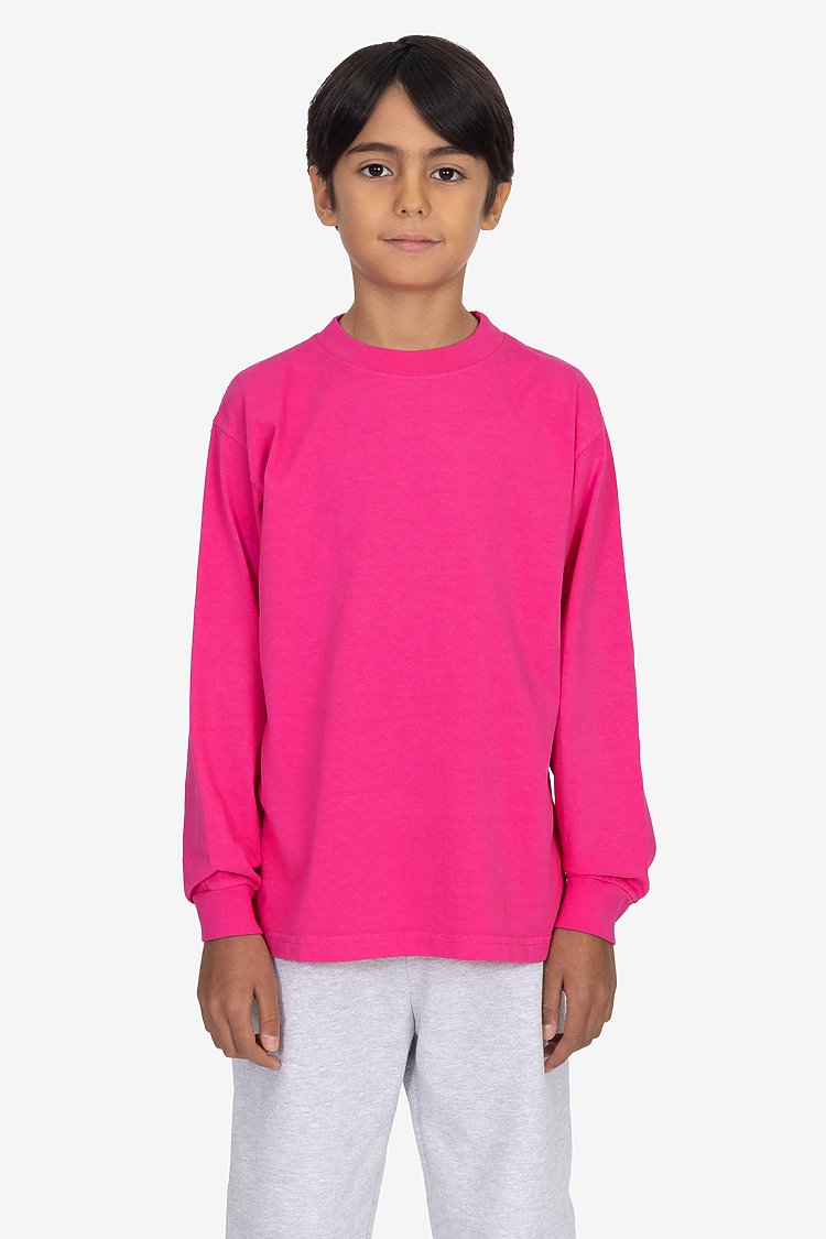 Kids 6.5 oz L/S Grmnt Dye Tee FUCHSIA