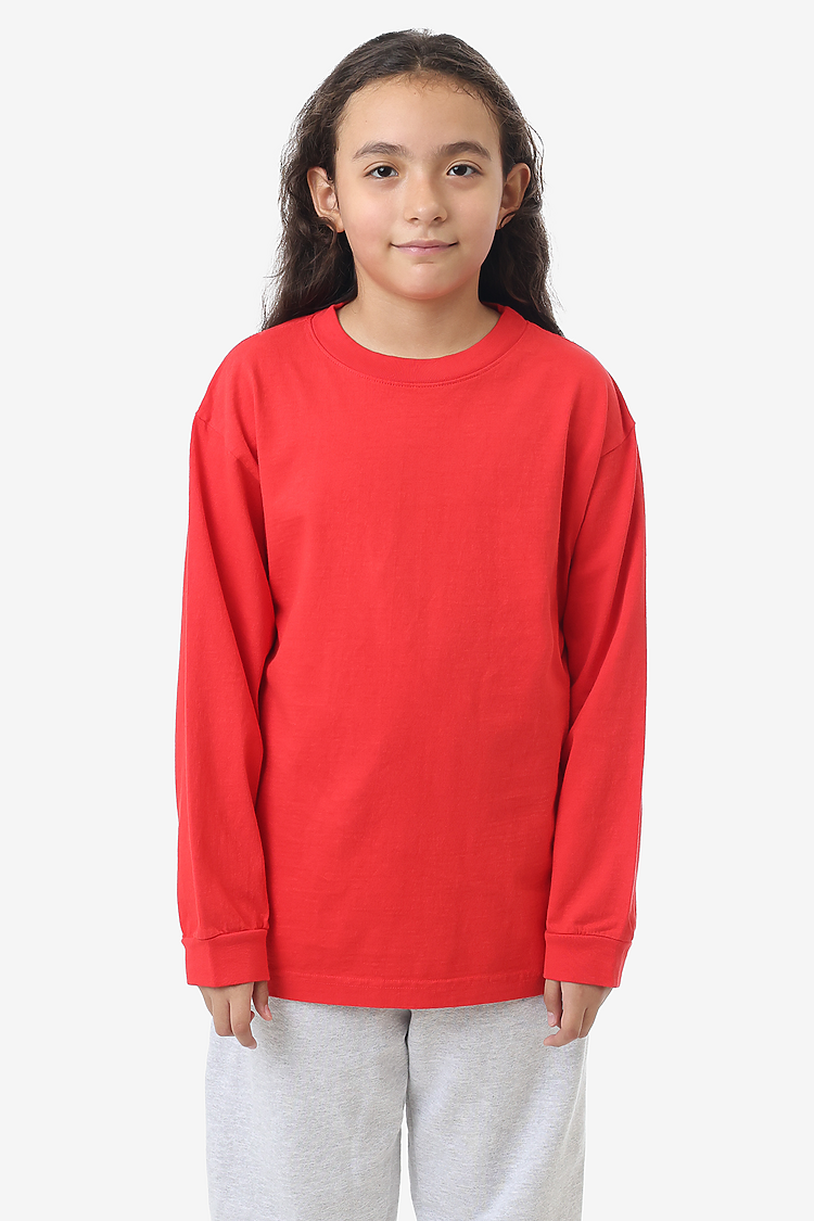 Kids 6.5 oz L/S Grmnt Dye Tee TOMATO