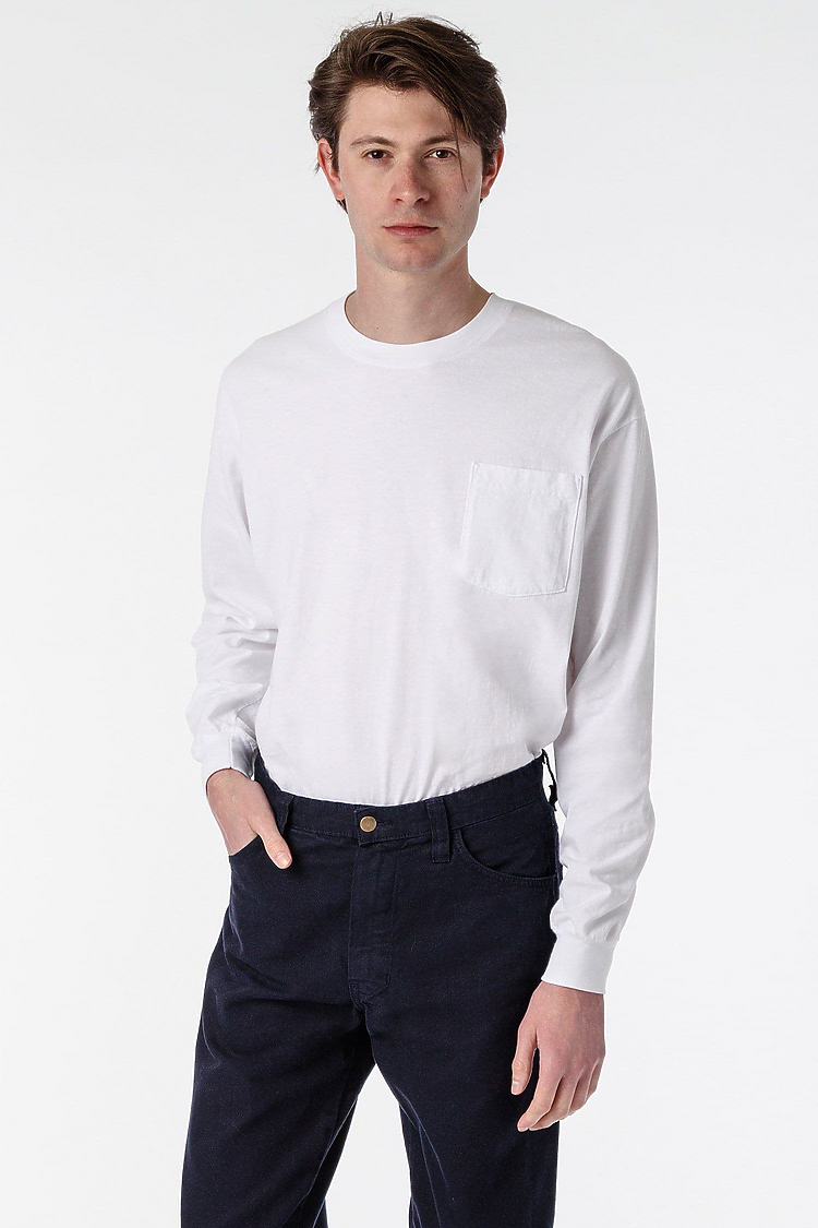 L/S Pocket Crew 6.5oz White