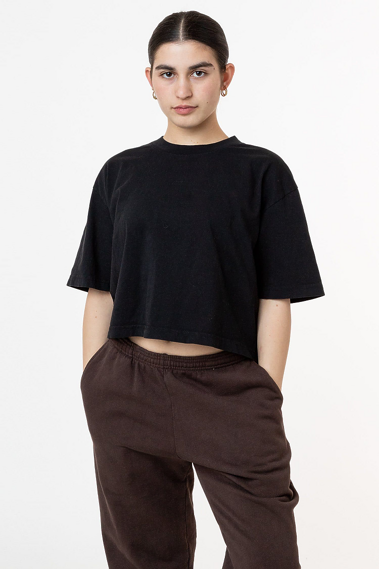 18/1 Oversize Crop Tee BLACK