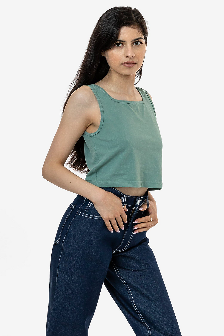 6.5 oz Garment Dye Crop Tank Atlantic Green