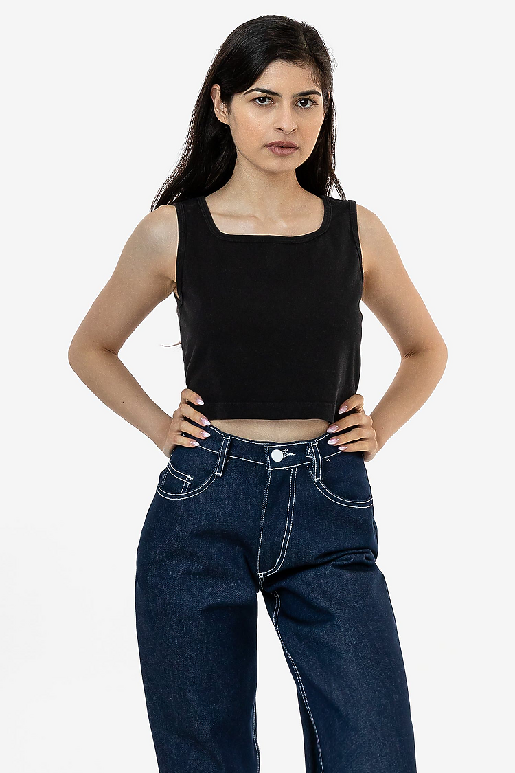 6.5 oz Garment Dye Crop Tank Black