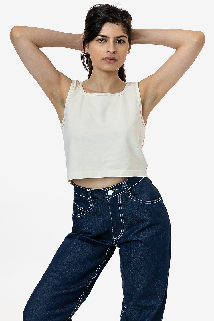 6.5 oz Garment Dye Crop Tank CREME