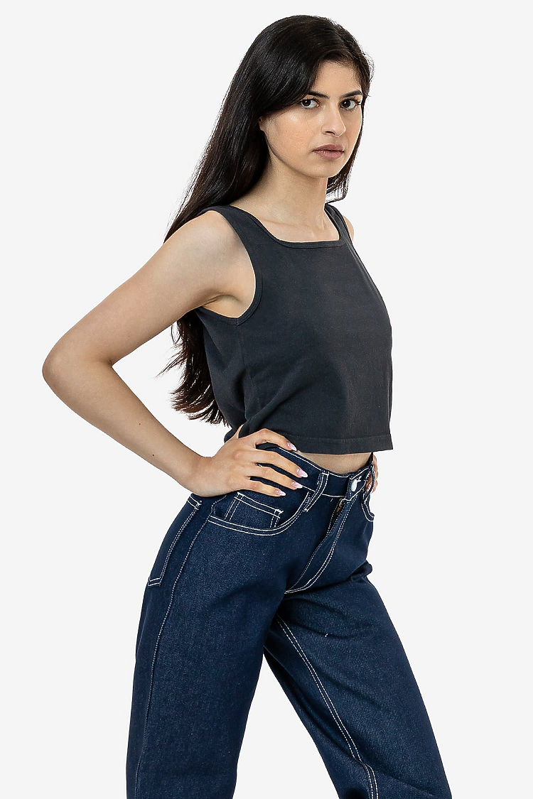 6.5 oz Garment Dye Crop Tank DOLPHIN BLUE