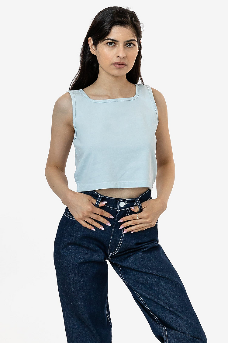 6.5 oz Garment Dye Crop Tank LIGHT BLUE