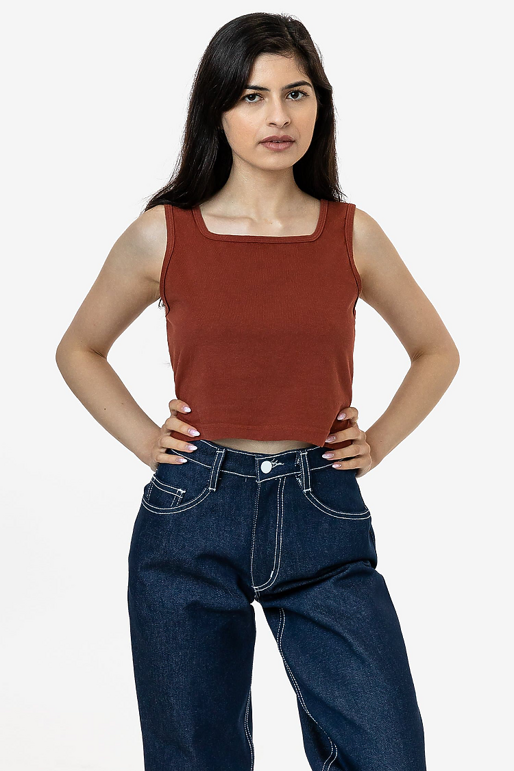 6.5 oz Garment Dye Crop Tank SADDLE