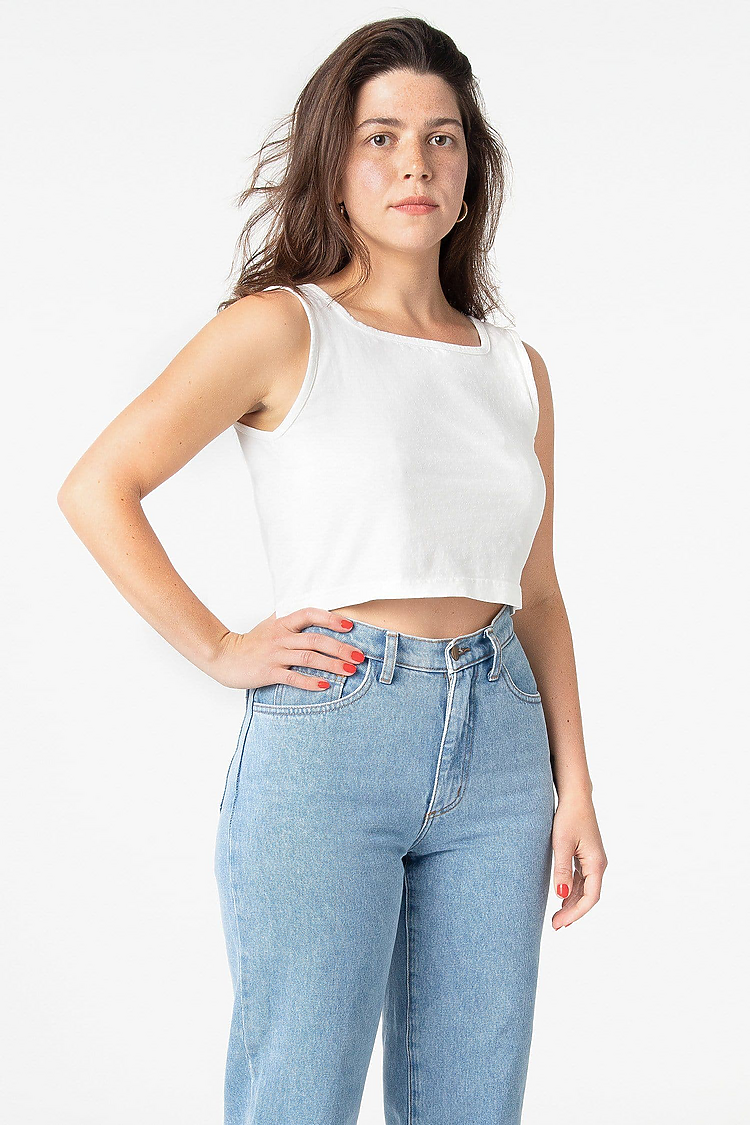 6.5 oz Garment Dye Crop Tank White