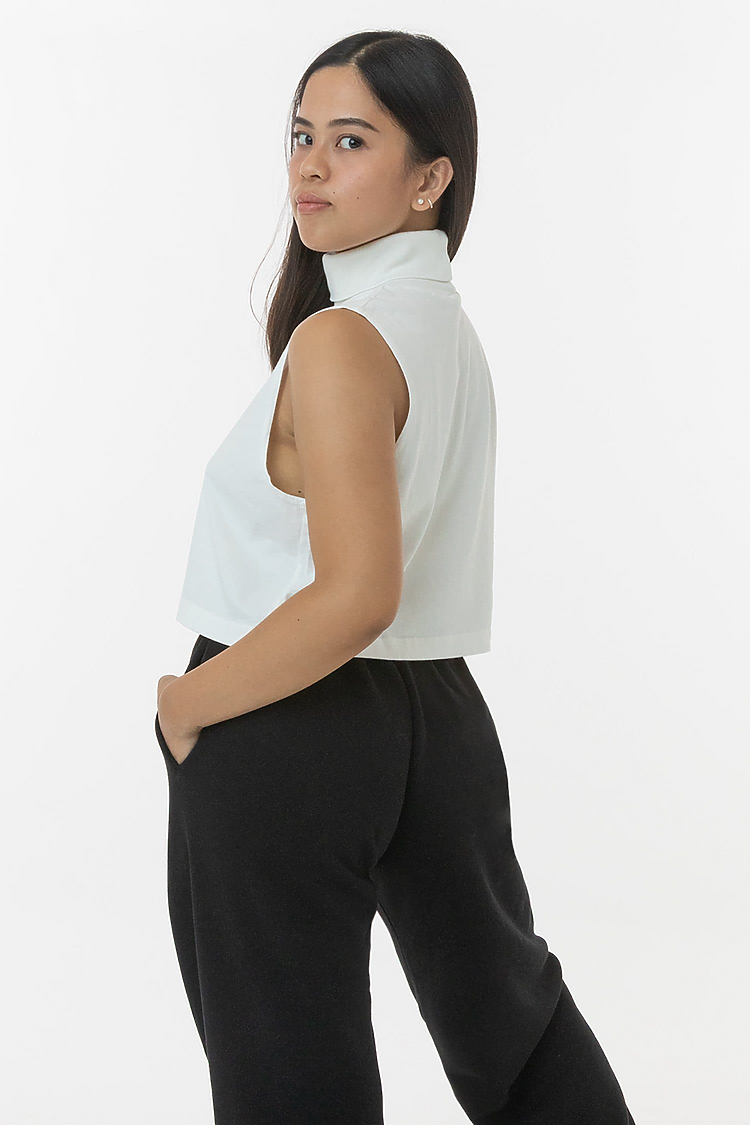 Sleeveless Turtleneck Crop Top OFF WHITE