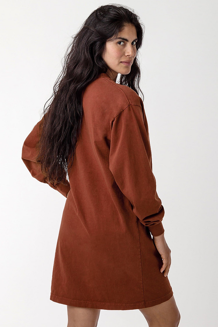 L/S Mock Neck Dress BURNT ORANGE
