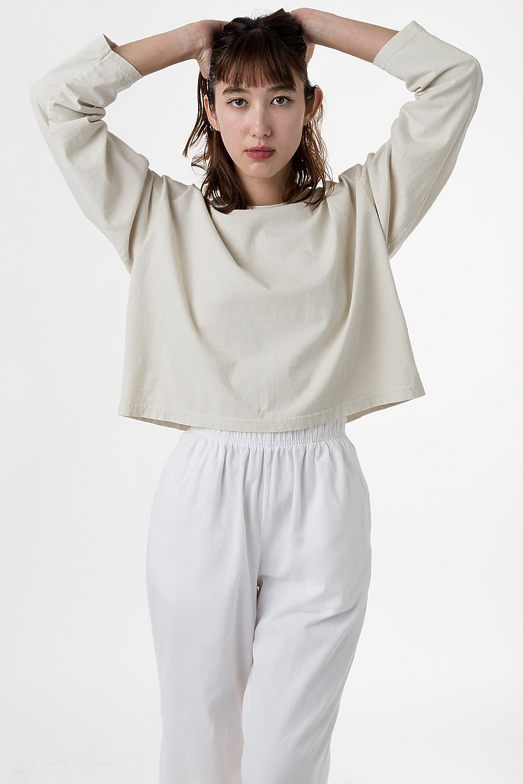 L/S Garment Dye Cropped T CEMENT