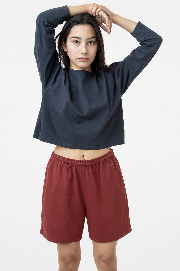 L/S Garment Dye Cropped T DOLPHIN BLUE