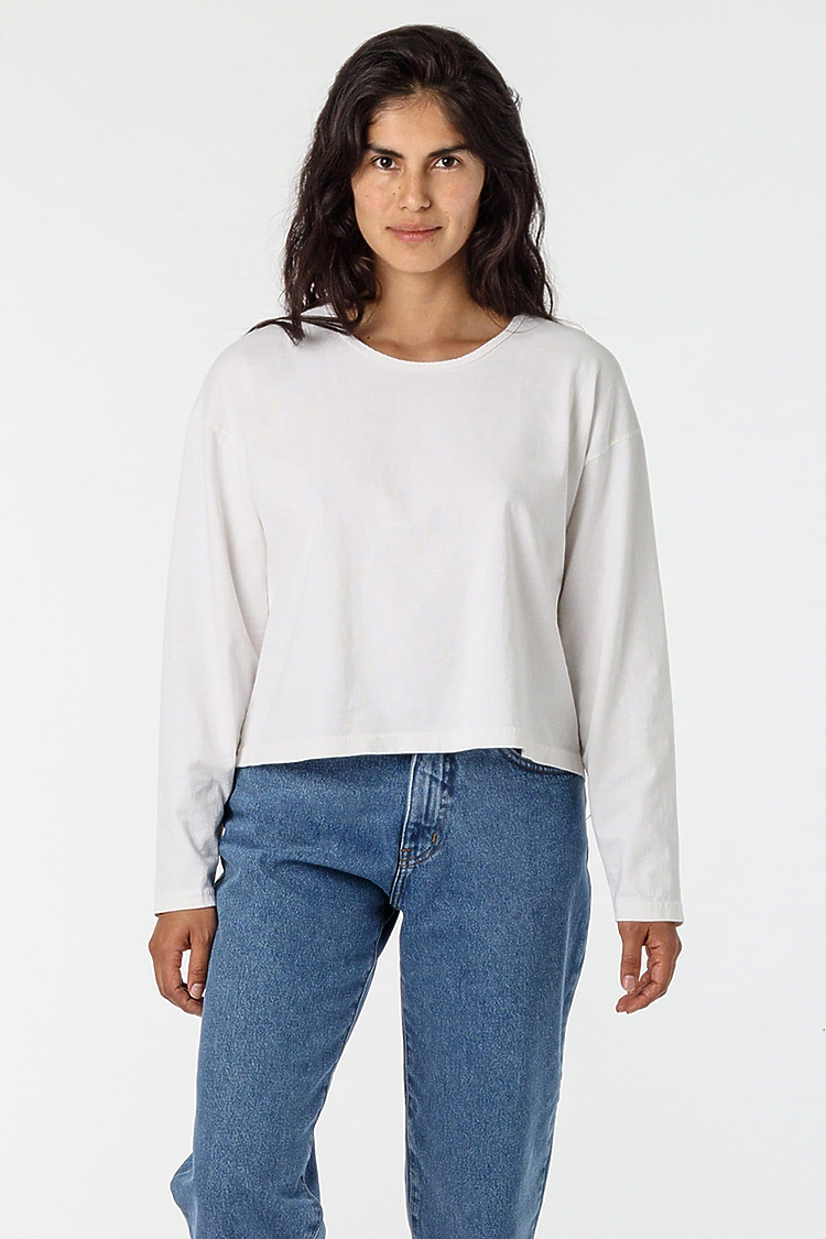 L/S Garment Dye Cropped T OFF WHITE