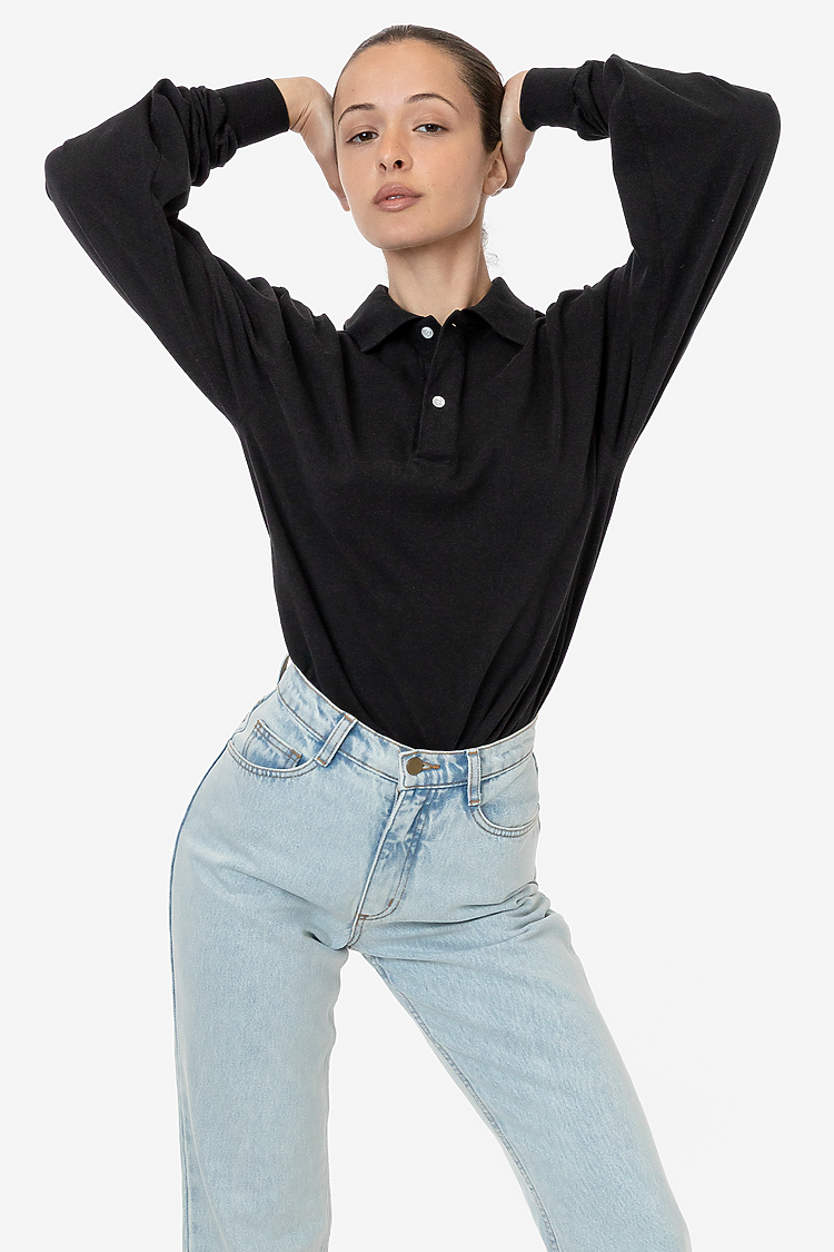 18/1 Polo Long Sleeve Black