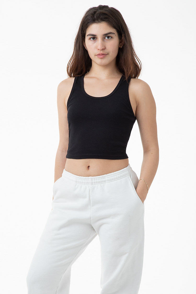 2x1 Rib Crop Tank Black