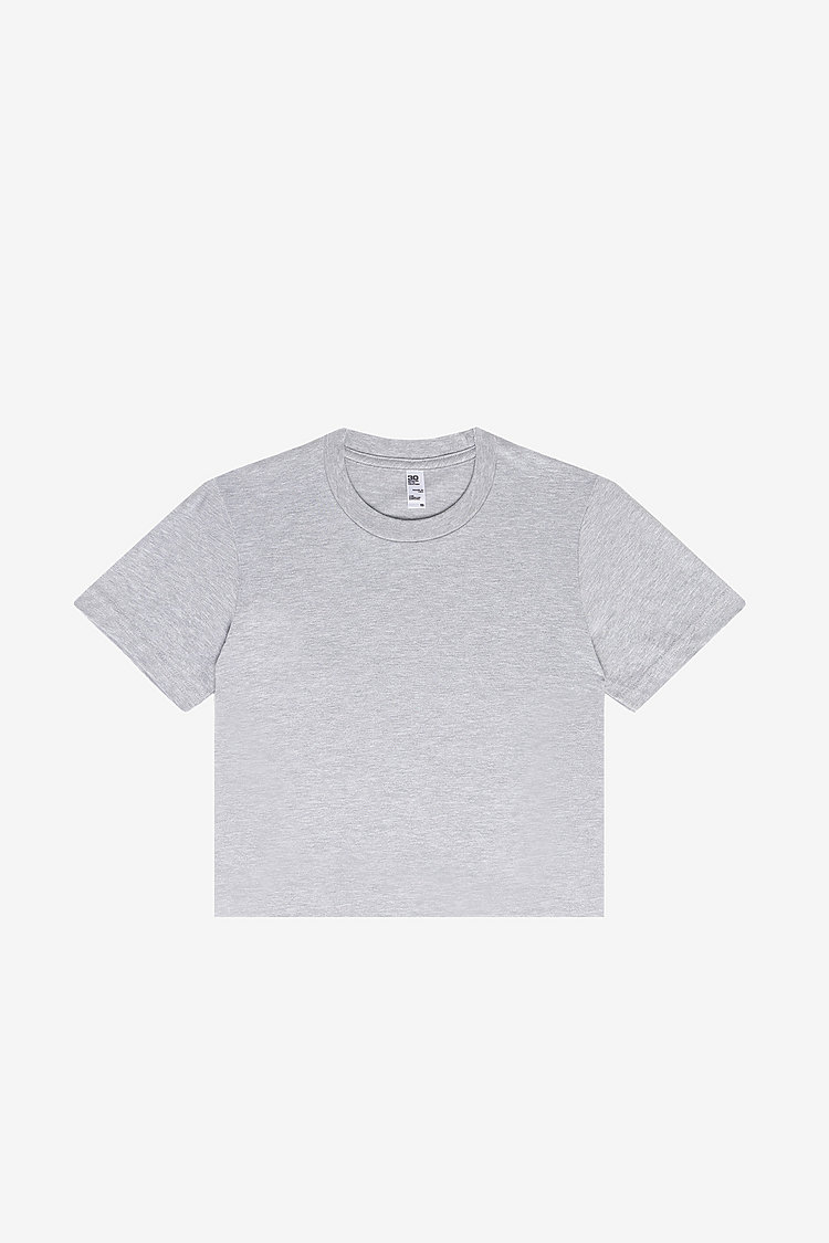FINE JERSEY S/S CROP T HEATHER GREY