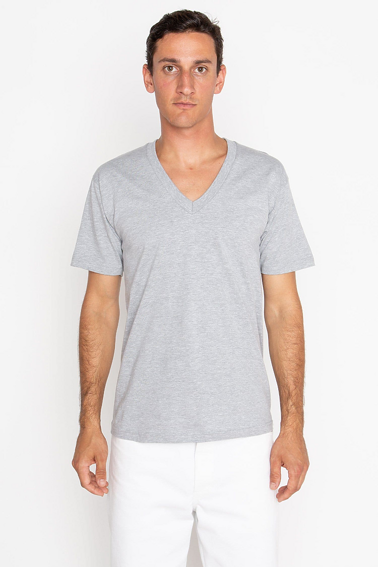 S/S Fine Jersey V-Neck 4.3 oz HEATHER
