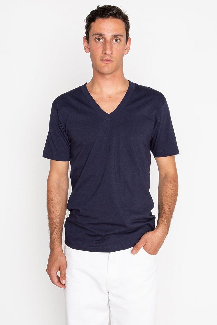 S/S Fine Jersey V-Neck 4.3 oz NAVY