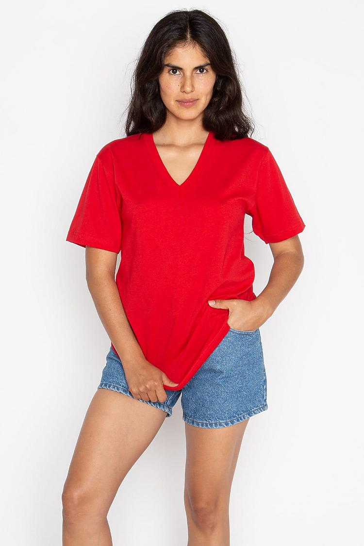 S/S Fine Jersey V-Neck 4.3 oz RED