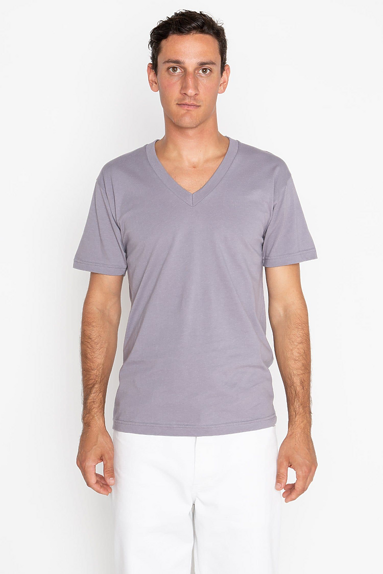 S/S Fine Jersey V-Neck 4.3 oz SLATE