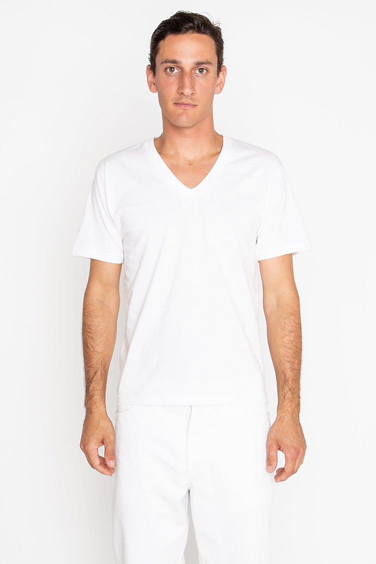S/S Fine Jersey V-Neck 4.3 oz White
