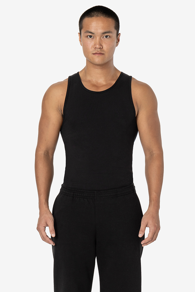 2x1 Cotton Spandex Rib Tank Black