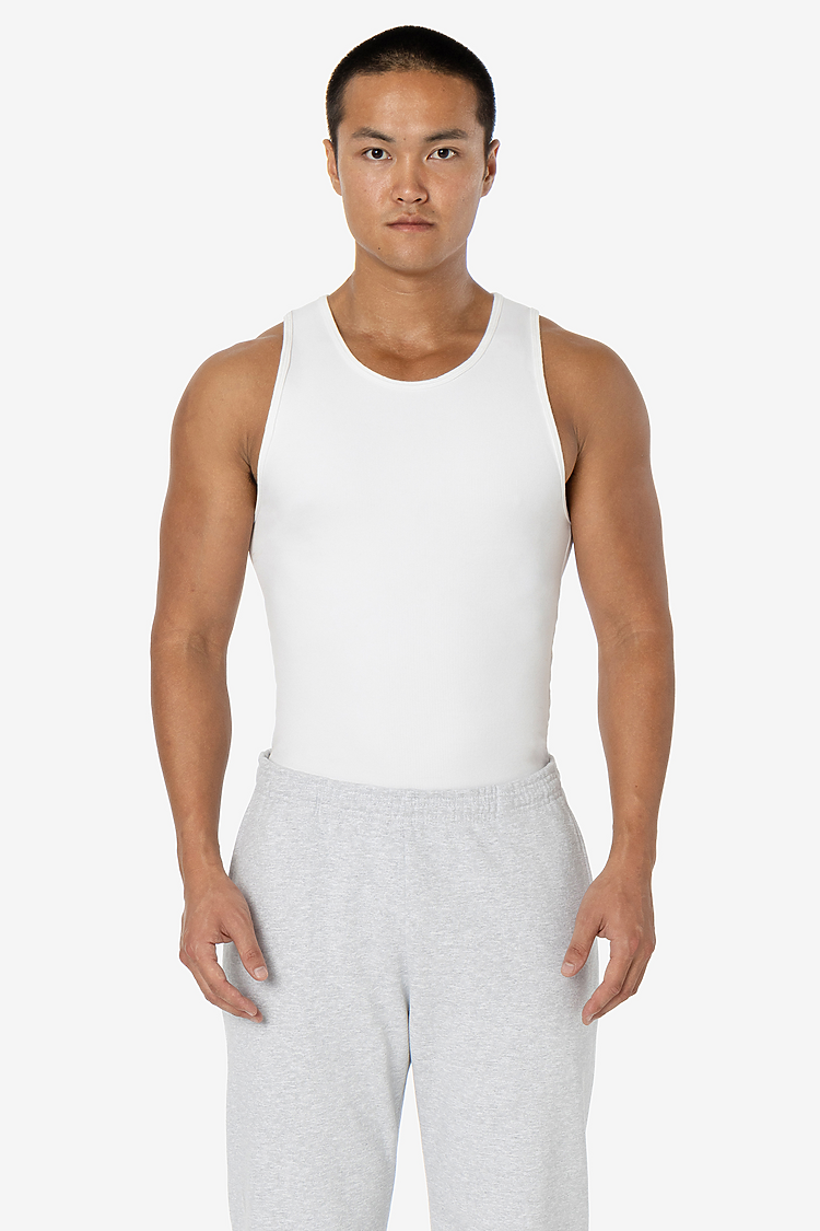 2x1 Cotton Spandex Rib Tank White