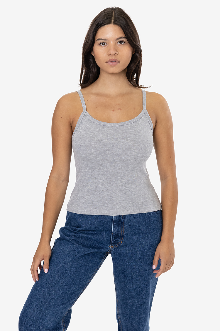 Baby Rib Spaghetti Tank HEATHER GREY