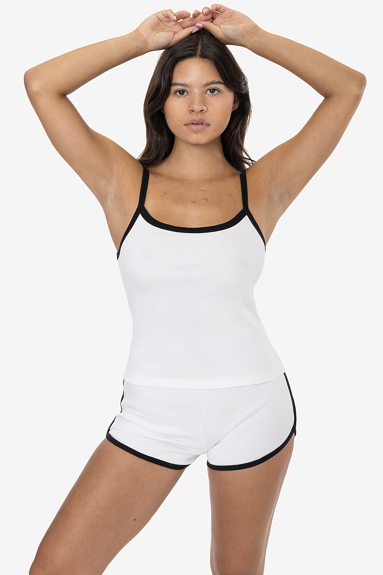 Baby Rib Spaghetti Tank WHITE/BLACK