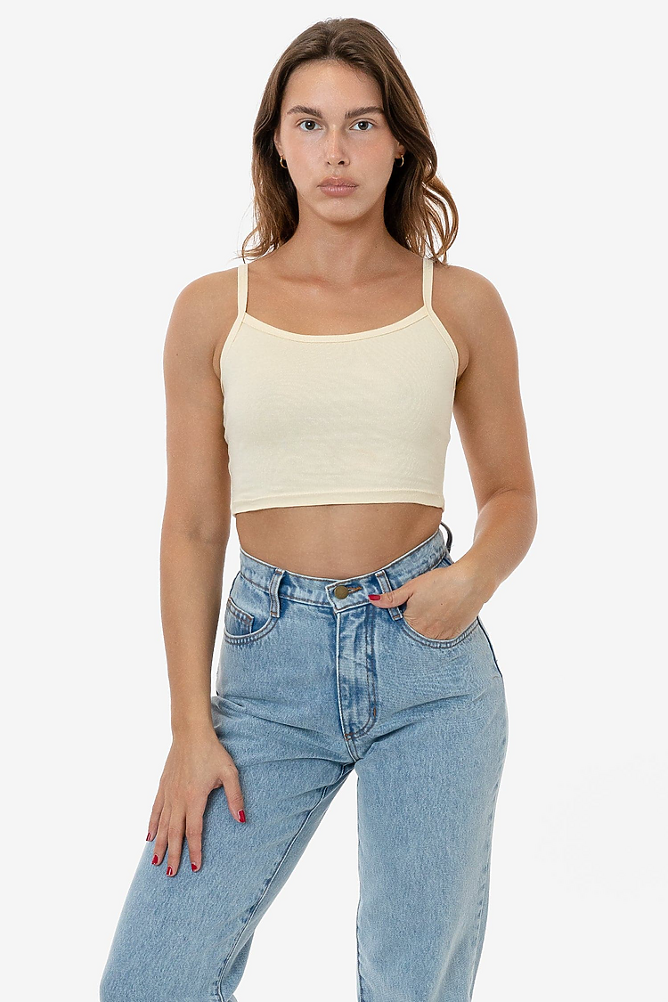 Baby Rib Spaghetti Crop Tank CREME