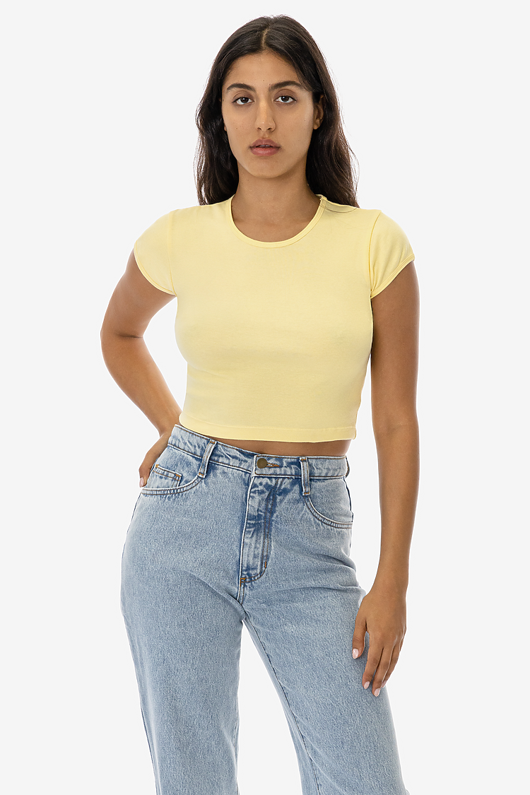 CAP SLEEVE BABY RIB CROP TOP Baby Yellow