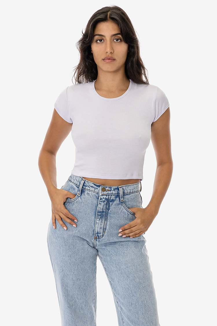 CAP SLEEVE BABY RIB CROP TOP Taro